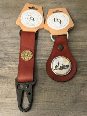 Dusty Road Farms Leather Key Fob Strap Keychain #463 New! Two! Texas DRF